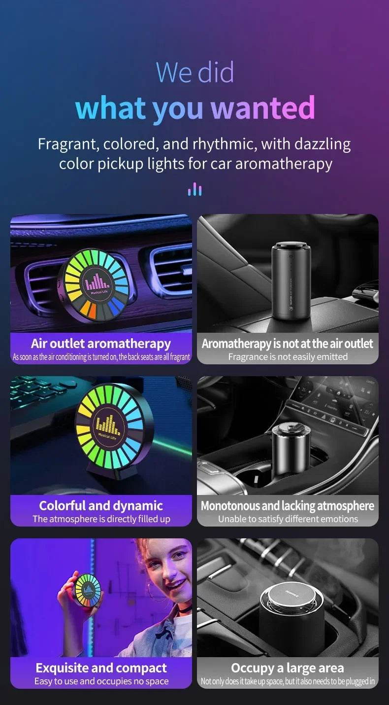 Aromatherapy Magnetic Pickup Lamp Colorful Ambient Air Fresher Round RGB Lights Rechargeable for Car Air Outlet or Room - HORA GIFT