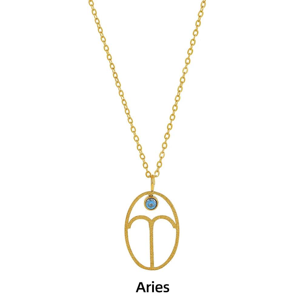 Zodiac Necklace for Women Aries Leo Pisces Sagittarius 12 Constellation Stainless Steel Neck Chains Jewelry Girl Birthday Gifts - HORA GIFT