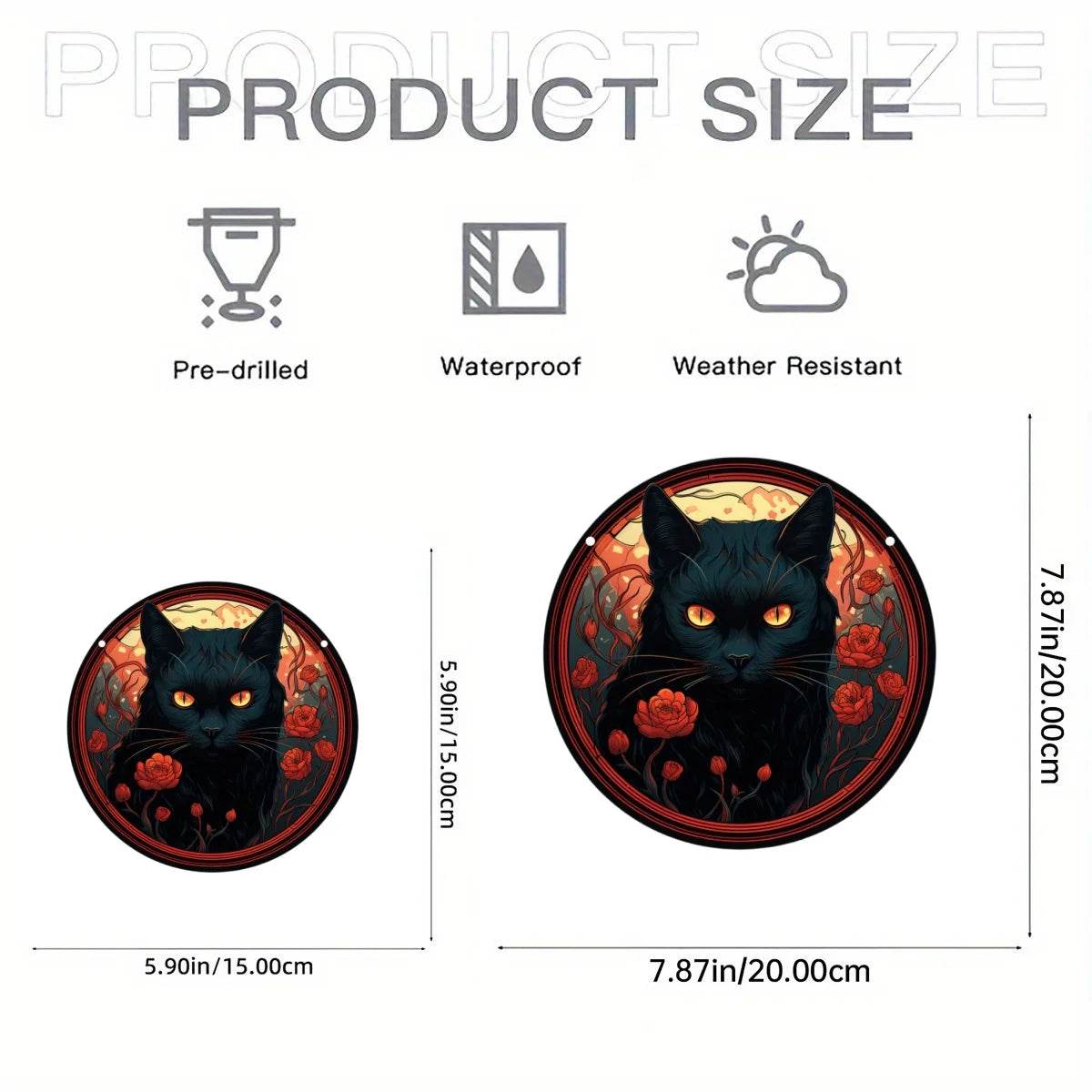 Black Cat Suncatcher - Acrylic Stained Style Window Hanging - HORA GIFT