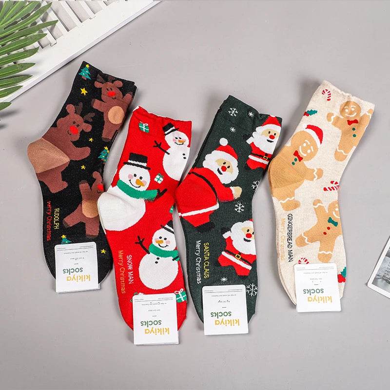 Women's Christmas Socks Cute Interesting High Quality Cartoon Santa Claus Autumn - HORA GIFT
