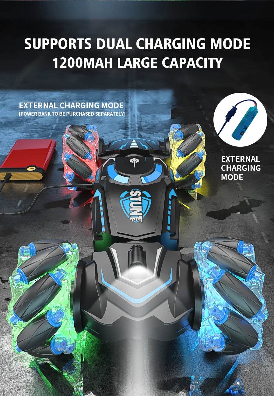 4WD RC stunt car rotation drift 2.4G wireless remote control car children's and boys sound and light toy car - HORA GIFT