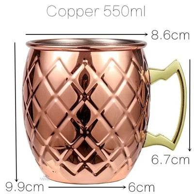 1pcs 550ml 18 Ounces Moscow Mule Mug Stainless Steel Hammered Copper - HORA GIFT