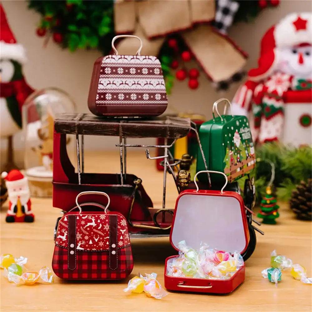 Christmas Decoration Metal Box Handbag Shape Tin Jar Jewelry Storage Cas - HORA GIFT