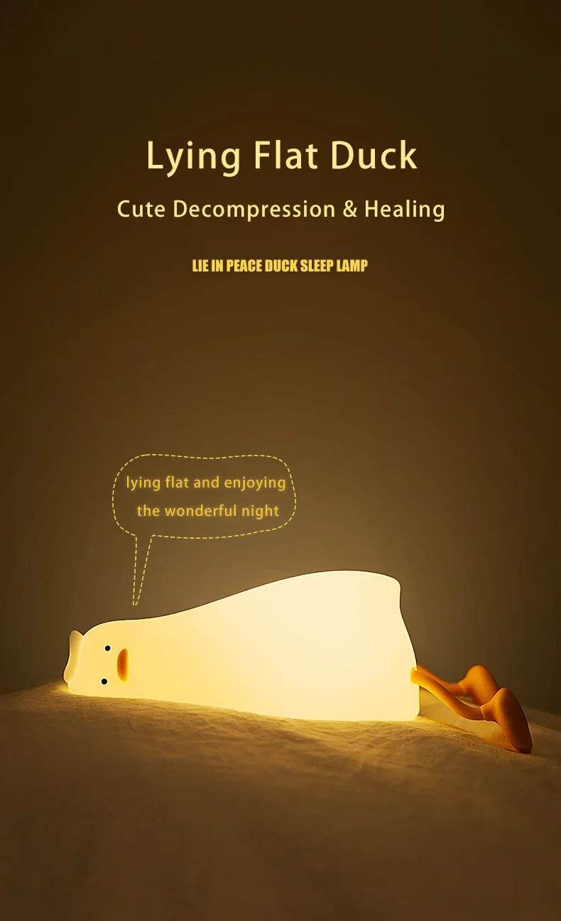 Rechargeable LED Night Light Cute Duck Silicone Patting Lamp Nursery Children Nightlights Home Bedside Room Decor Birthday Gift - HORA GIFT
