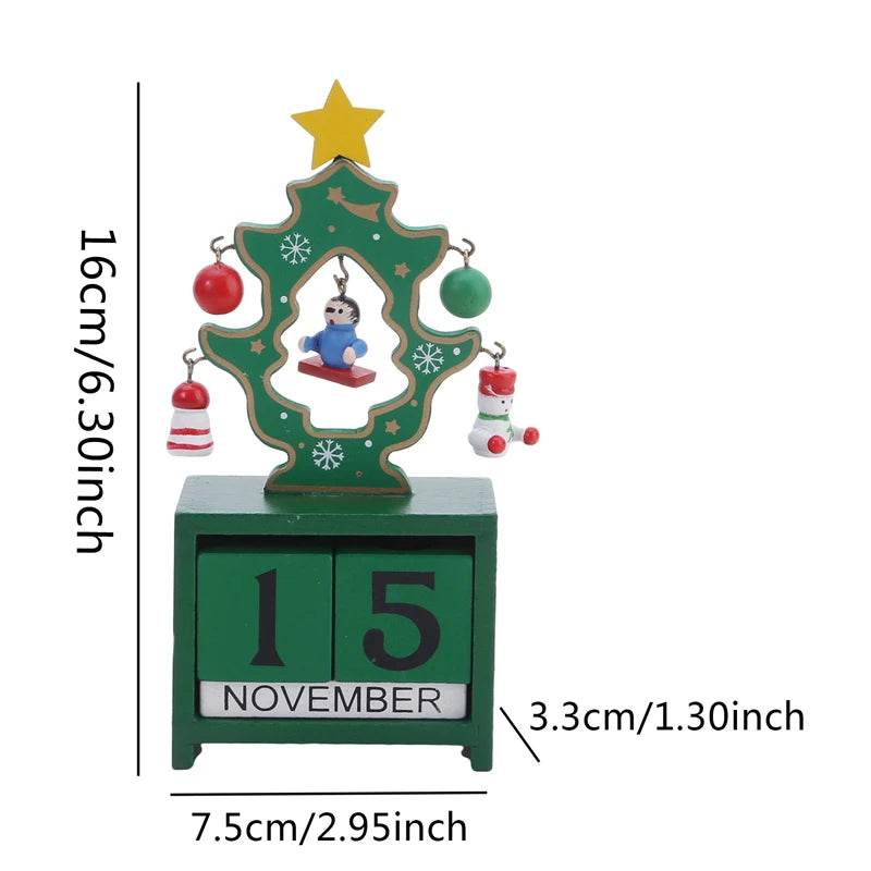 Christmas Count Down Calendar Santa Claus Elk Snowman Wooden Calendar - HORA GIFT