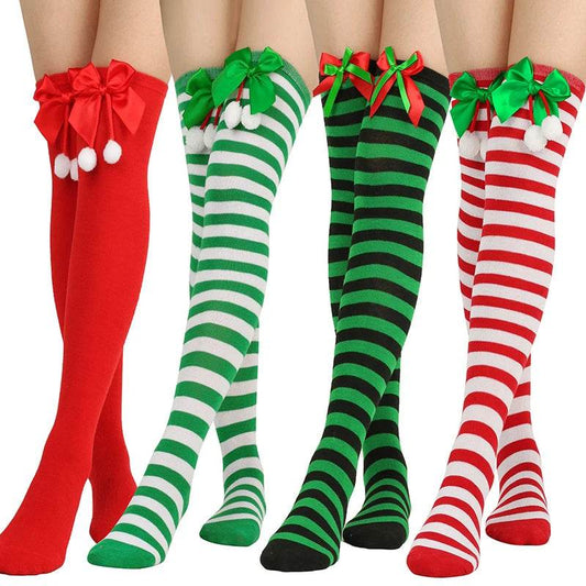 Christmas Ornaments Socks Striped Long Stockings Christmas - HORA GIFT
