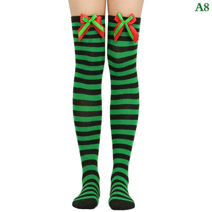 Christmas Ornaments Socks Striped Long Stockings Christmas - HORA GIFT