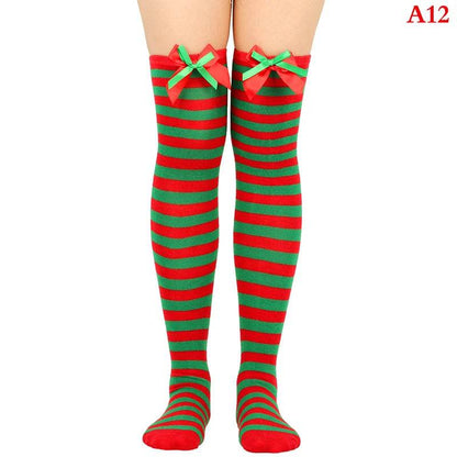 Christmas Ornaments Socks Striped Long Stockings Christmas - HORA GIFT