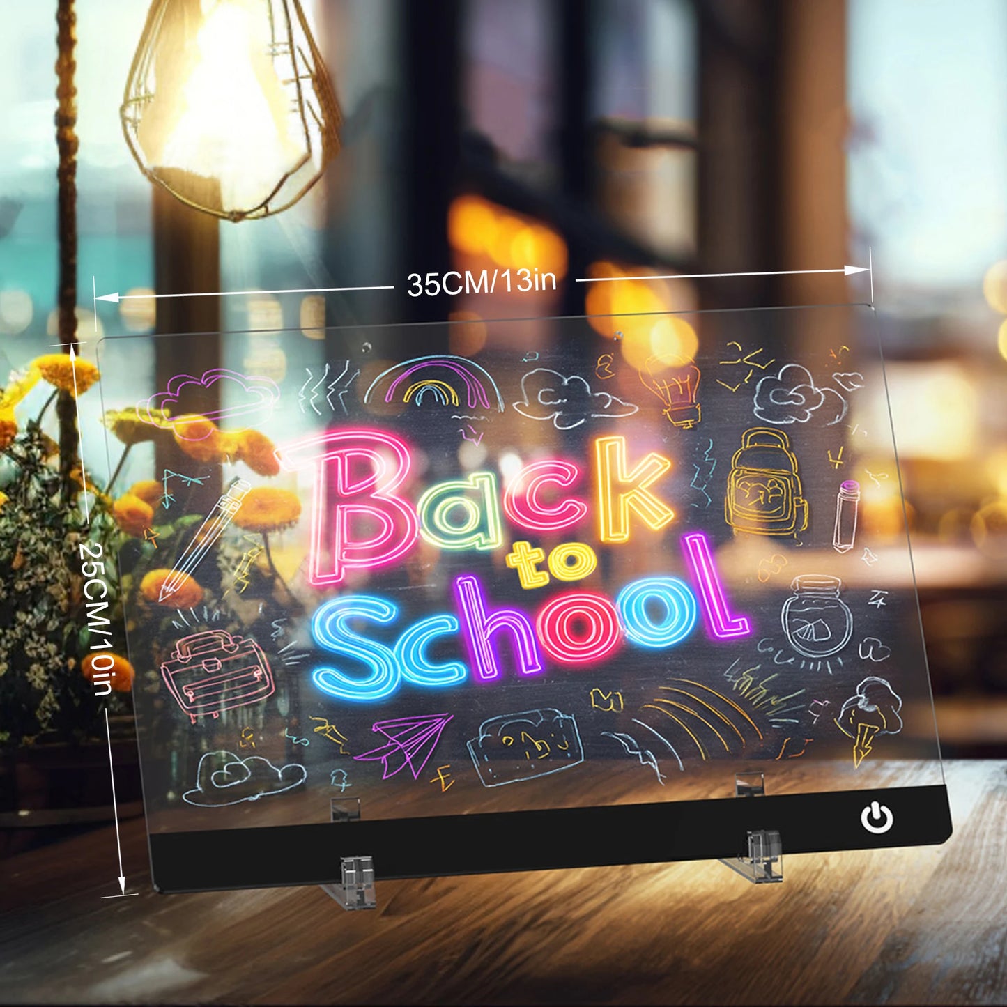 LED Note Board Night Light with 7 Colors & Flashing Mode Acrylic Dry Erase Drawing Board for Birthday/Holiday Gift office home