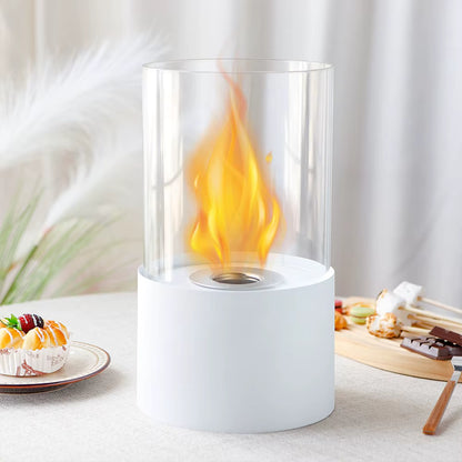 Table Metal Candle Holder White Pillar Decoration With Glass Tube