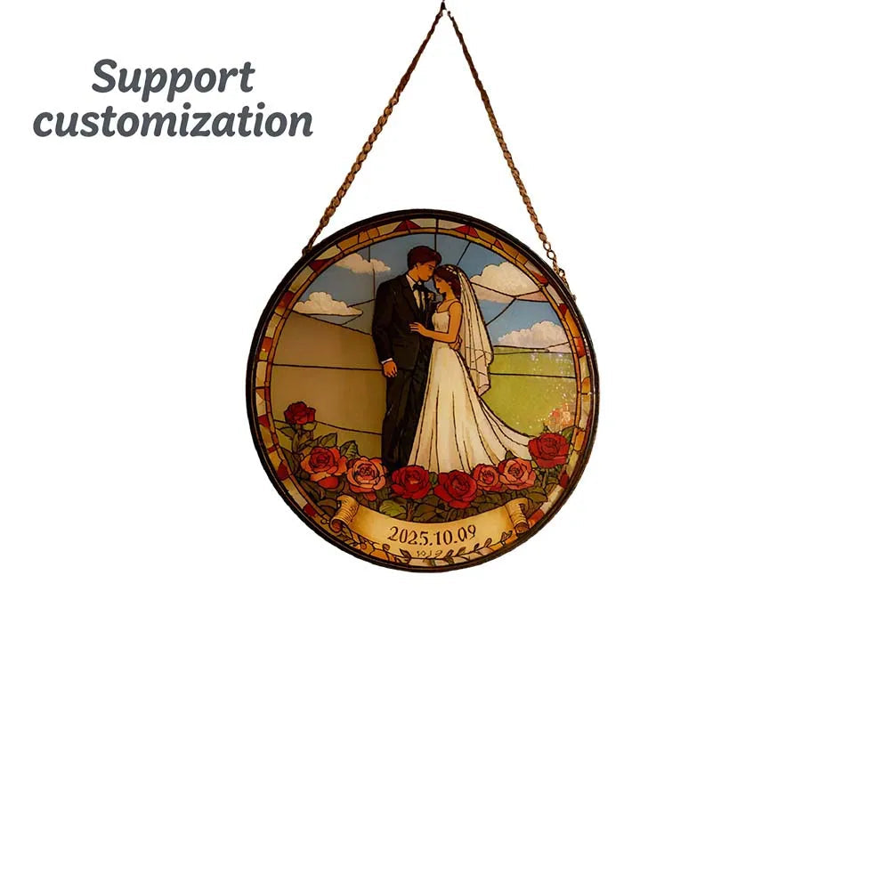 Personalized Stained Glass Wedding Wall Decor: Custom - Made Memorable Gift for Newlyweds