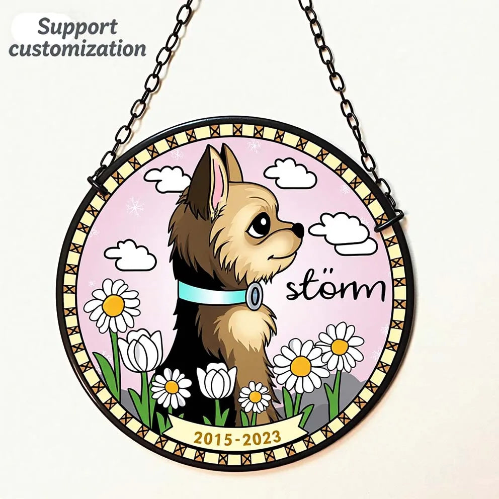 Custom Pet Memorial Suncatcher for Deceased/Lost Dogs - Personalized Remembrance Gift