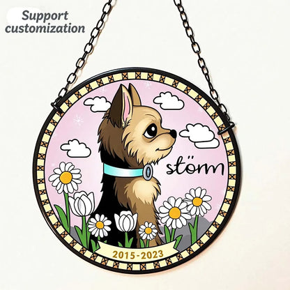 Custom Pet Memorial Suncatcher for Deceased/Lost Dogs - Personalized Remembrance Gift