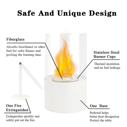 Table Metal Candle Holder White Pillar Decoration With Glass Tube