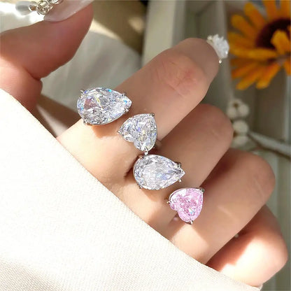 FOXI Jewelry Local Stock in US 8A Crushed Ice Open Ring 925 Sterling Silver Fine Jewelry Fingers Luxury Rings for Women