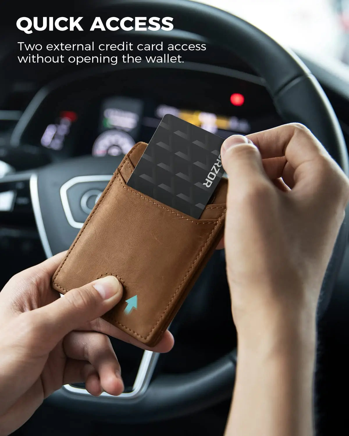 THUMBS-UP Slim Crazy Horse Leather Brown RFID Blocking Bifold Money Clip Air Tag Men Wallet
