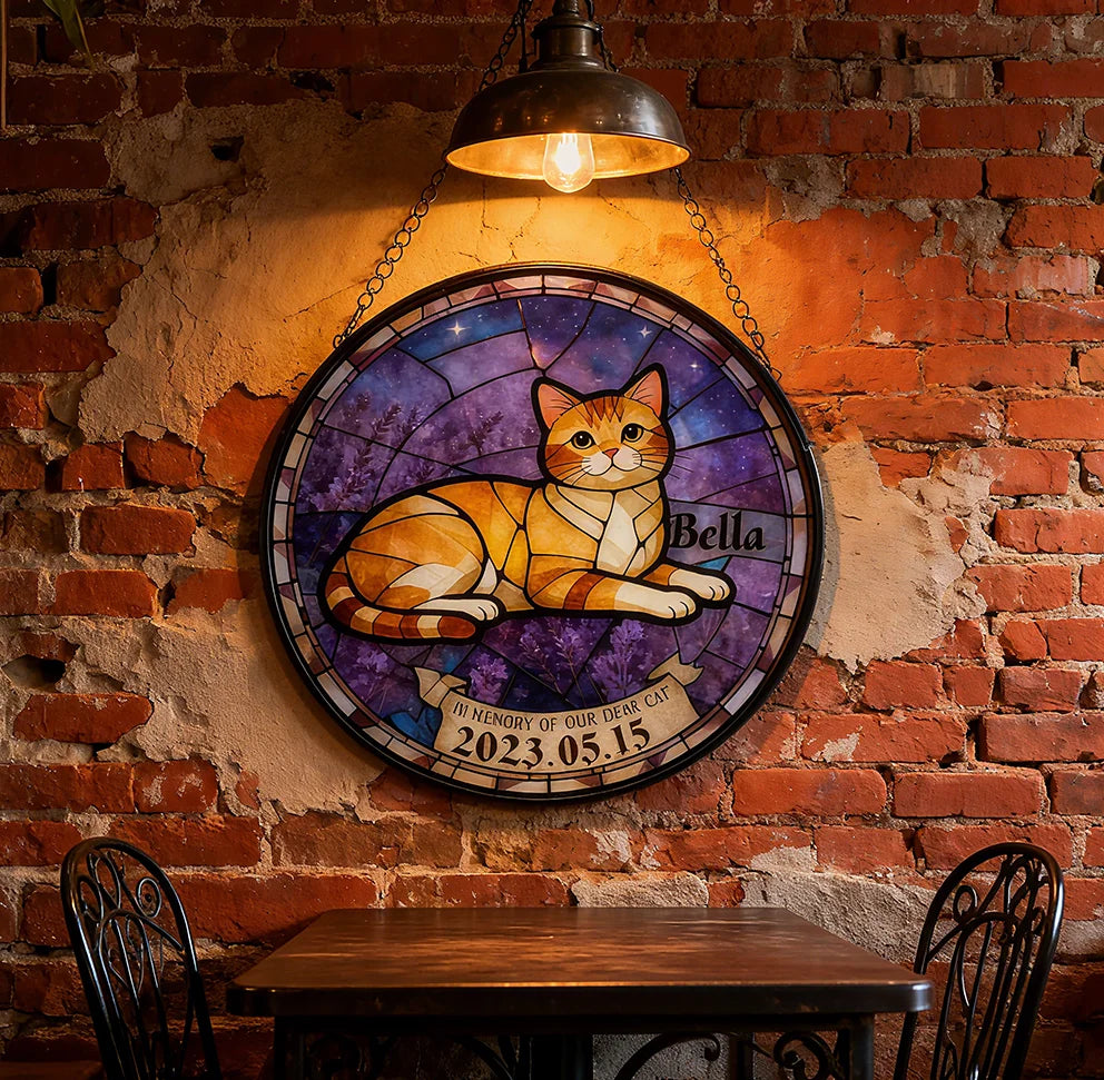 Customizable Personalized Resin Stained Glass Memorial Decor for Deceased Lost Cats Pet Animal Thanksgiving Easter