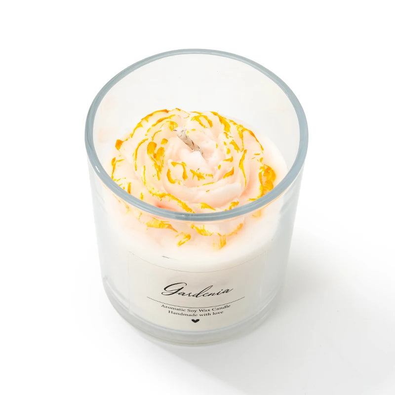 AIKUN 7.5oz Handmade Premium Golden Peony Scented Candle for Mood Enhancement, Spa Ambiance, and Long-Lasting Fragrance
