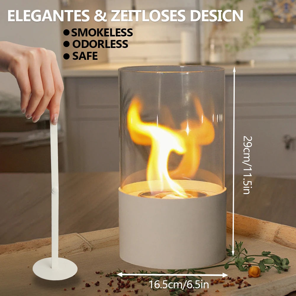 Table Metal Candle Holder White Pillar Decoration With Glass Tube