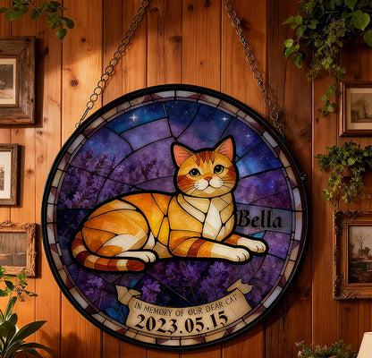 Customizable Personalized Resin Stained Glass Memorial Decor for Deceased Lost Cats Pet Animal Thanksgiving Easter