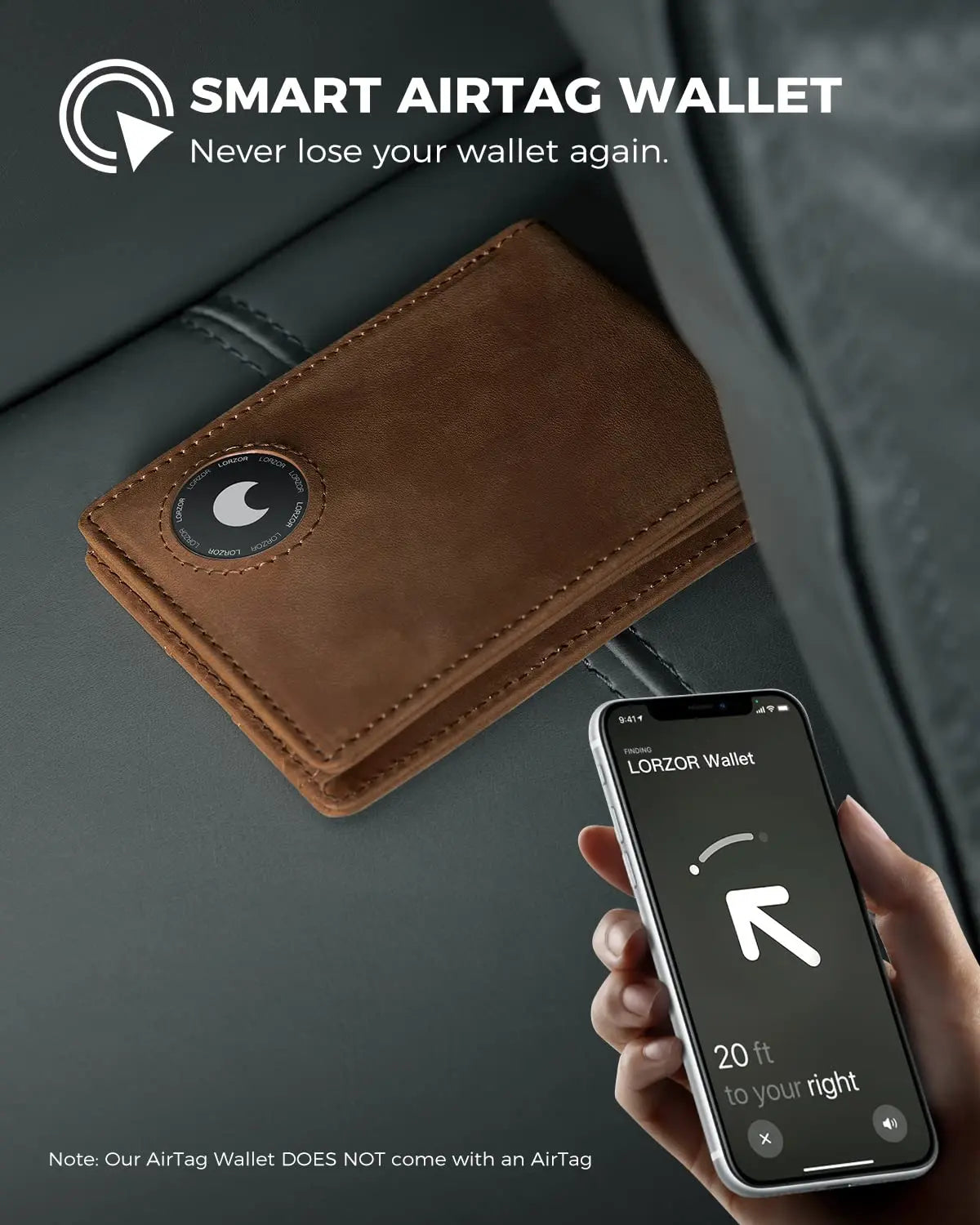 THUMBS-UP Slim Crazy Horse Leather Brown RFID Blocking Bifold Money Clip Air Tag Men Wallet