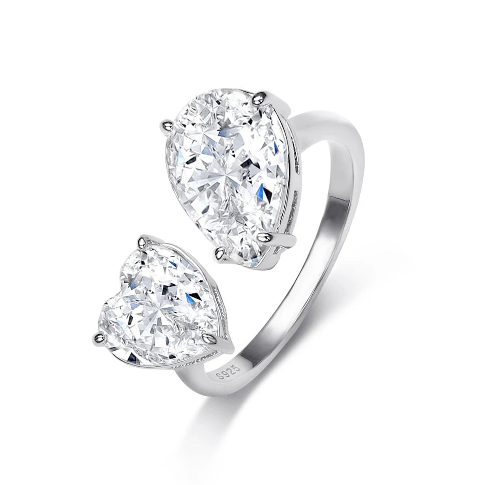 FOXI Jewelry Local Stock in US 8A Crushed Ice Open Ring 925 Sterling Silver Fine Jewelry Fingers Luxury Rings for Women