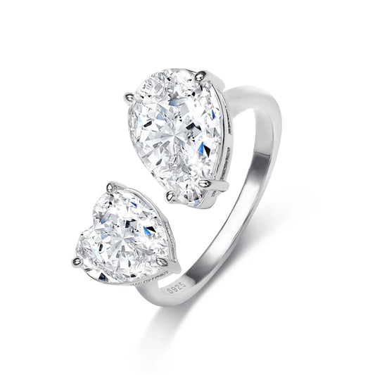 FOXI Jewelry Local Stock in US 8A Crushed Ice Open Ring 925 Sterling Silver Fine Jewelry Fingers Luxury Rings for Women