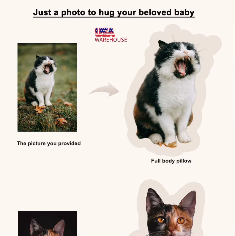 US Warehouse Personalized Gift Custom Shaped Plush Pillow With Short Plush and PP Cotton Made in USA Fast Shipping