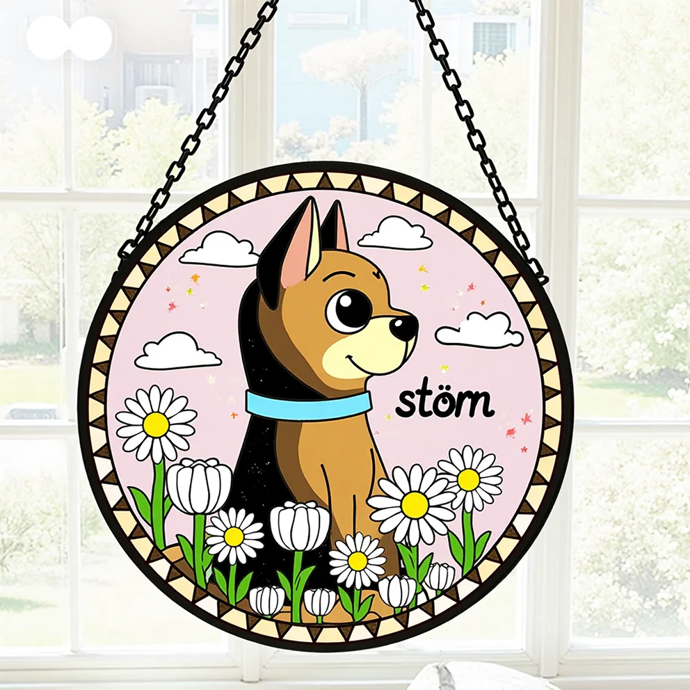 Custom Pet Memorial Suncatcher for Deceased/Lost Dogs - Personalized Remembrance Gift