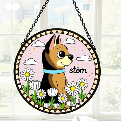 Custom Pet Memorial Suncatcher for Deceased/Lost Dogs - Personalized Remembrance Gift