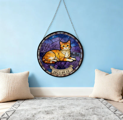Customizable Personalized Resin Stained Glass Memorial Decor for Deceased Lost Cats Pet Animal Thanksgiving Easter