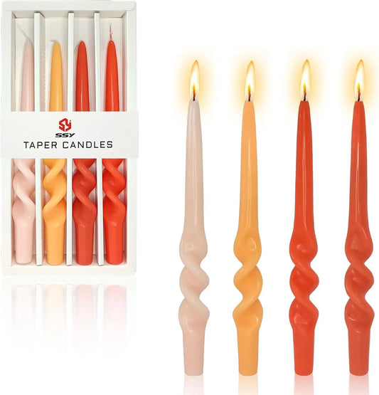 4pcs Blue Spiral Taper Candles Long Twisted Colored Candle Sticks for Home Decor Party-3D4PC-BLUEGRA Candlestick Holder