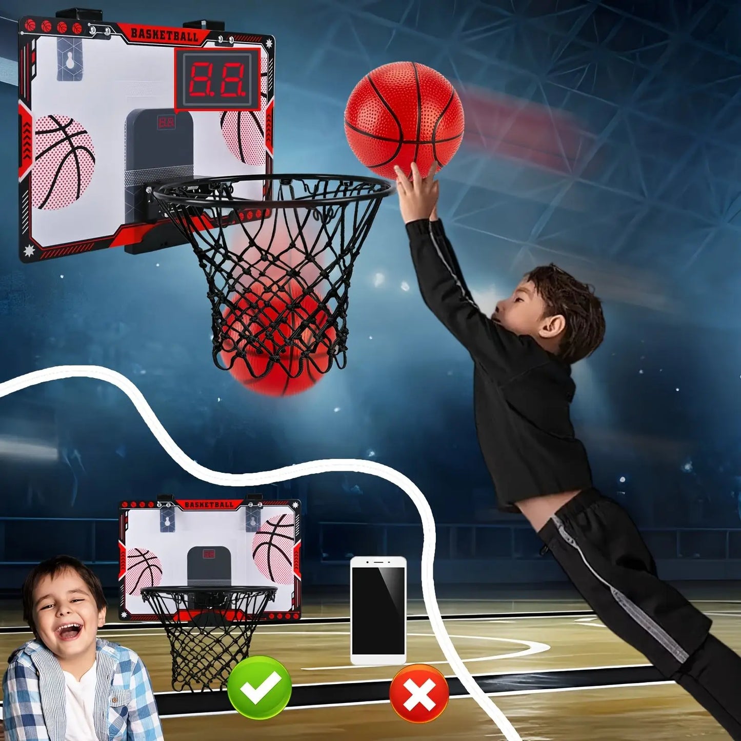 Children's Basketball Hoop Electronic Counter, Children's Basketball Frame, Basketball Shooting Basket Scoring Counter
