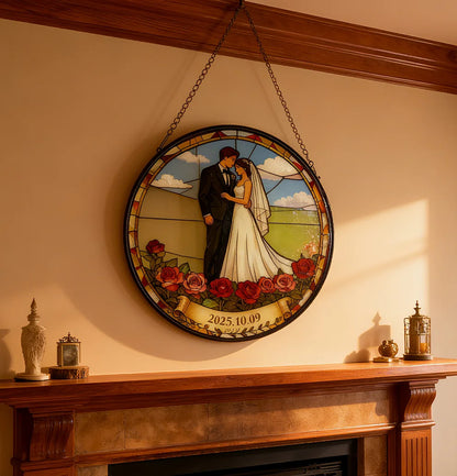 Personalized Stained Glass Wedding Wall Decor: Custom - Made Memorable Gift for Newlyweds