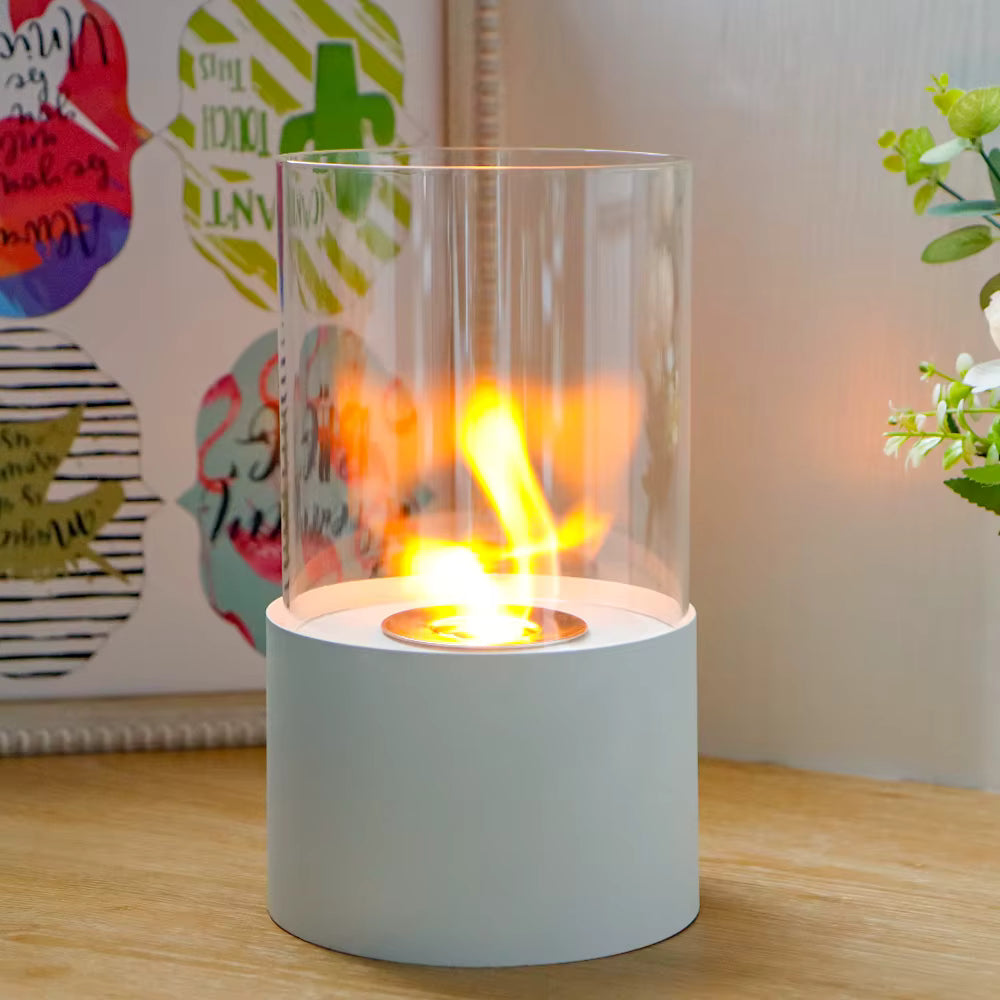 Table Metal Candle Holder White Pillar Decoration With Glass Tube