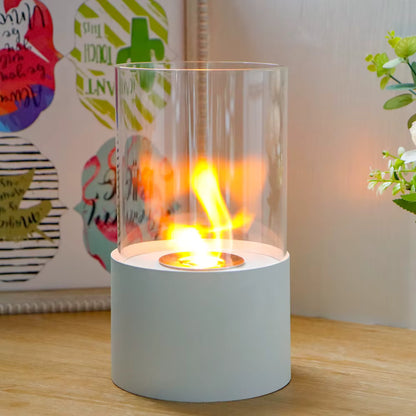 Table Metal Candle Holder White Pillar Decoration With Glass Tube