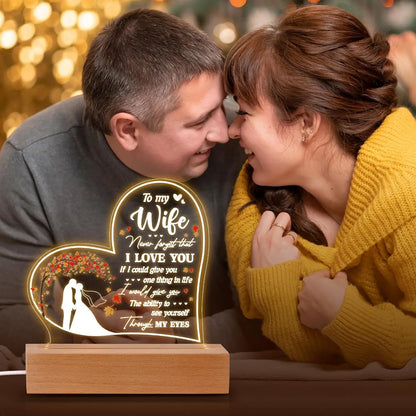 Personalized Acrylic Engraved Night Lamp Gift for Wife From Husband on Valentine's Day Birthday & Other Occasions
