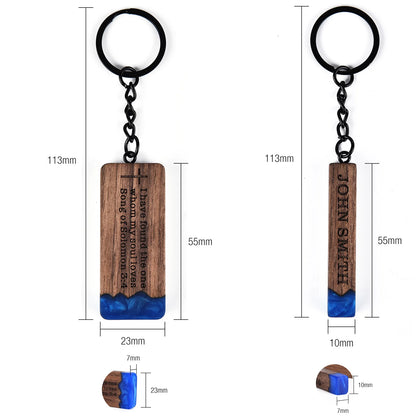 Custom Resin Wood Keychain Fashion Personlized Gift for Couple Car Key Ring Key Chain Engraving Text Logo Name OEM Dropshipping