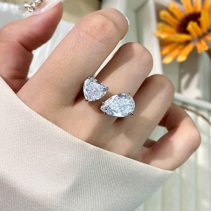 FOXI Jewelry Local Stock in US 8A Crushed Ice Open Ring 925 Sterling Silver Fine Jewelry Fingers Luxury Rings for Women