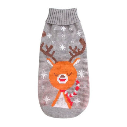 Christmas Dog Sweater Medium Large Dogs Reindeer Snowflake Knitted Sweater - HORA GIFT
