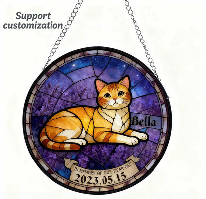 Customizable Personalized Resin Stained Glass Memorial Decor for Deceased Lost Cats Pet Animal Thanksgiving Easter