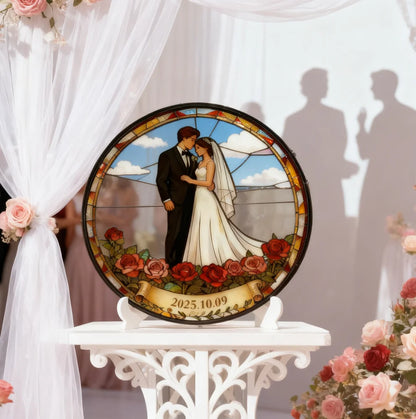 Personalized Stained Glass Wedding Wall Decor: Custom - Made Memorable Gift for Newlyweds