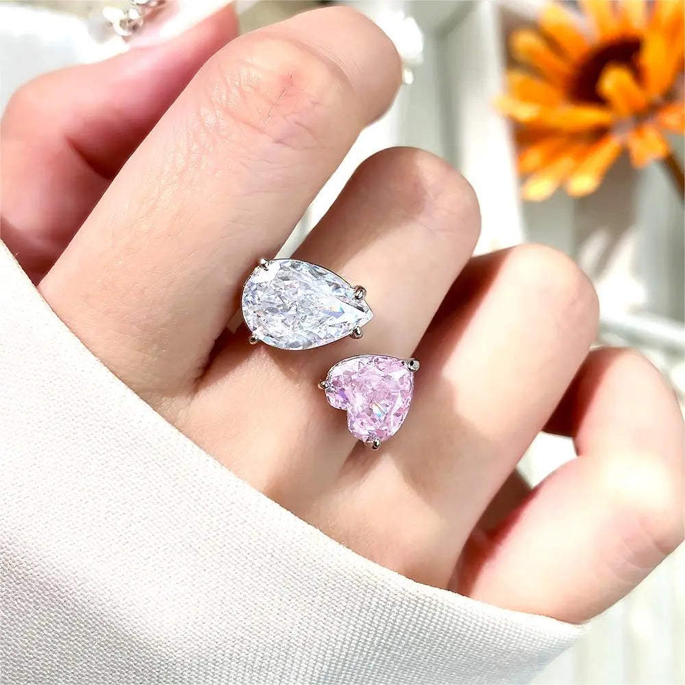 FOXI Jewelry Local Stock in US 8A Crushed Ice Open Ring 925 Sterling Silver Fine Jewelry Fingers Luxury Rings for Women