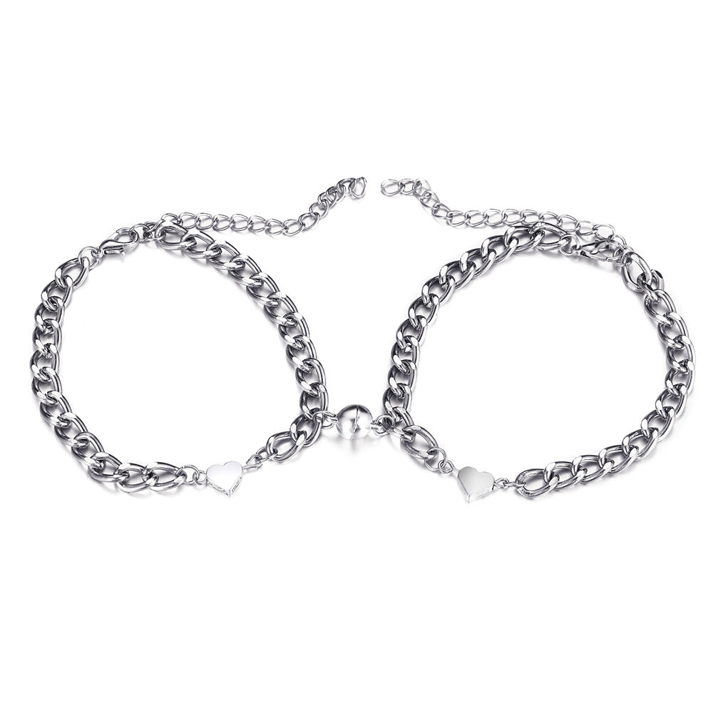 Love Magnet Buckle Bracelet Couple Magnetic Buckle Bracelet Creative Valentine's Day Magnet Heart Attraction Bracelet Couple Bracelet