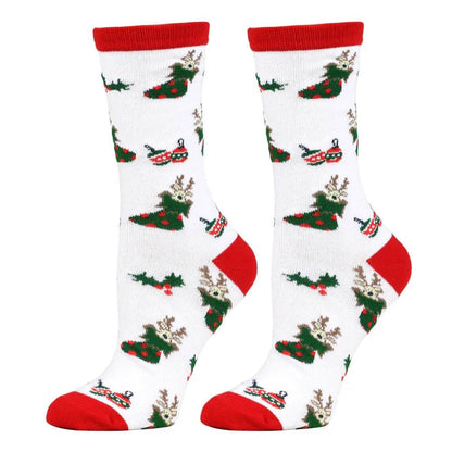 Christmas Mid-Calf Socks for Men Women Santa Claus Autumn Winter Gingerbread Man Cotton Elastic Gift Party Calf-Length Socks - HORA GIFT