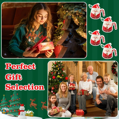 KEPEAK Christmas Santa Claus Ceramic Mugs with Lids and Spoons Animal Print Portable BPA-Free Festive Coffee Cups Set for Gifts