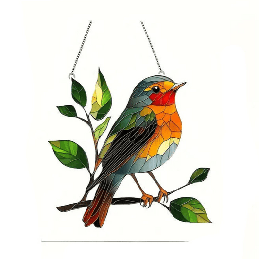Cute Charming Cardinals Suncatcher Stained Glass Effect - HORA GIFT
