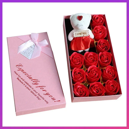 Soap Rose Romantic Scented Bath Soap Flowers Home Decor Fake Flower Wedding Pink Petal Valentine's Day Party Gift Box