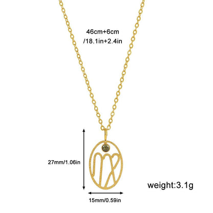Zodiac Necklace for Women Aries Leo Pisces Sagittarius 12 Constellation Stainless Steel Neck Chains Jewelry Girl Birthday Gifts - HORA GIFT