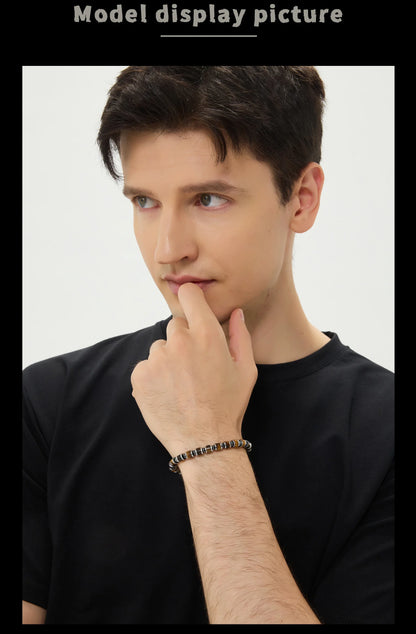 Men's Tiger Eye Bracelet - Natural Stone for Grounding & Protection | Adjustable Healing Crystal Gift for Him